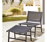 Beliani Garden Chair With Integrated Footrest, Black Textilene, Foldable 54 X 60 X 70 Cm