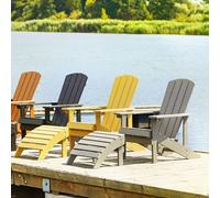 Beliani Garden Chair With Interchangeable Footstool, Light Grey, Weatherproof Faux-Wood Finish
