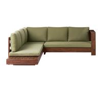 Beliani Garden Corner Sofa 5 Seater Marettimo Certified Acacia Wood Green Left Hand