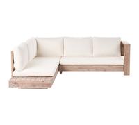 Beliani Garden Corner Sofa 5 Seater Marettimo Certified Acacia Wood Left Hand Off-White