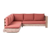 Beliani Garden Corner Sofa 5 Seater Marettimo Certified Acacia Wood Left Hand Red