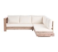 Beliani Garden Corner Sofa 5 Seater Marettimo Certified Acacia Wood Right Hand Off-White