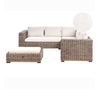Beliani Garden Corner Sofa With Ottoman 5 Seater Rinella Rattan Grey, Grey