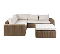 Beliani Garden Corner Sofa With Ottoman 6 Seater Palermo Brown Pe Rattan Modular