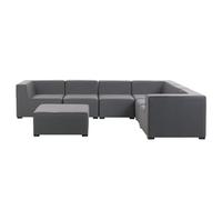 Beliani Garden Corner Sofa With Ottoman 7 Seater Arezzo Left Hand Modular Grey, Grey