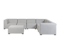 Beliani Garden Corner Sofa With Ottoman 7 Seater Arezzo Left Hand Modular Light Grey