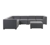 Beliani Garden Corner Sofa With Ottoman 7 Seater Arezzo Modular Grey Right Hand