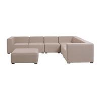 Beliani Garden Corner Sofa With Ottoman 7 Seater Arezzo Left Hand Modular Beige, Cream