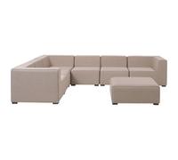 Beliani Garden Corner Sofa With Ottoman 7 Seater Arezzo Right Hand Beige Modular