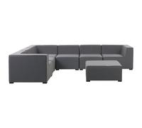 Beliani Garden Corner Sofa With Ottoman 7 Seater Arezzo Right Hand Modular Grey