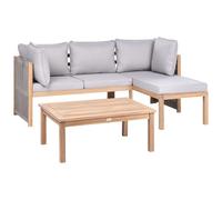 Beliani Garden Corner Sofa With Table 3 Seater Arabba Left Hand Grey Certified Acacia Wood