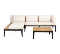 Beliani Garden Corner Sofa With Table 3 Seater Bracciano Right Hand Light Beige Certified Acacia Wood