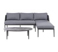 Beliani Garden Corner Sofa With Table 3 Seater Leffe Metal Grey Left Hand