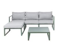 Beliani Garden Corner Sofa With Table 3 Seater Olang Metal Green