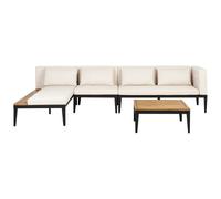 Beliani Garden Corner Sofa With Table 4 Seater Bracciano Certified Acacia Wood Right Hand Light Beige