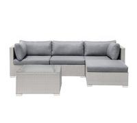 Beliani Garden Corner Sofa With Table 4 Seater Sano Ii Left Hand Modular Pe Rattan Light Grey