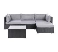 Beliani Garden Corner Sofa With Table 4 Seater Sano Left Hand Black Pe Rattan