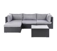 Beliani Garden Corner Sofa With Table 4 Seater Sano Right Hand Pe Rattan Black