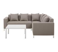 Beliani Garden Corner Sofa With Table 5 Seater Belize Left Hand Modular Beige