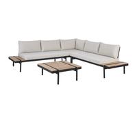 Garden Corner Sofa with Table 5 Seater BELLARIVA Eucalyptus Wood Off-White
