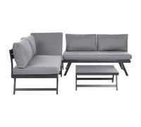 Beliani Garden Corner Sofa With Table 5 Seater Coccorino Grey Metal