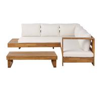 Beliani Garden Corner Sofa With Table 5 Seater Marettimo Left Hand Certified Acacia Wood Brown