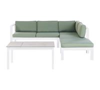Beliani Garden Corner Sofa With Table 5 Seater Messina Left Hand Metal Green