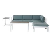 Beliani Garden Corner Sofa With Table 5 Seater Messina Left Hand Metal Green