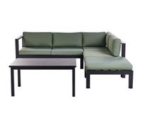 Beliani Garden Corner Sofa With Table 5 Seater Messina Left Hand Metal Green