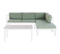 Beliani Garden Corner Sofa With Table 5 Seater Messina Metal Green Left Hand