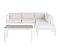 Beliani Garden Corner Sofa With Table 5 Seater Messina Metal Off-White Left Hand