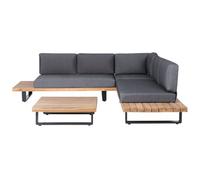 Beliani Garden Corner Sofa With Table 5 Seater Mykonos Right Hand Dark Grey Certified Acacia Wood