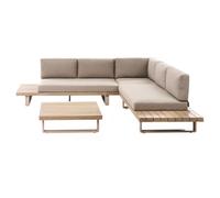 Garden Corner Sofa with Table 5 Seater MYKONOS Acacia Wood Taupe