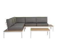 Beliani Garden Corner Sofa With Table 5 Seater Positano Grey
