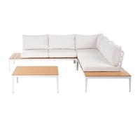 Beliani Garden Corner Sofa With Table 5 Seater Positano Off-White