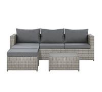 Beliani Garden Corner Sofa With Table 5 Seater Sabbia Modular Pe Rattan Light Grey Left Hand