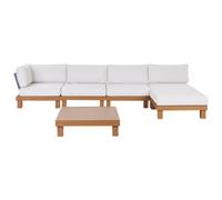 Beliani Garden Corner Sofa With Table 5 Seater Sanza Left Hand Modular Metal White