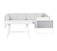 Garden Corner Sofa with Table 6 Seater CASTELLA/FRATTE Left Hand Metal Off-White