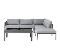 Garden Corner Sofa with Table 6 Seater FORANO Metal Grey