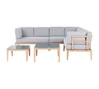 Beliani Garden Corner Sofa With Table 6 Seater Rima Iii Left Hand Modular Metal Grey, Grey