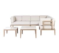 Beliani Garden Corner Sofa With Table 6 Seater Rima Iii Left Hand Modular Metal Light Beige, Cream