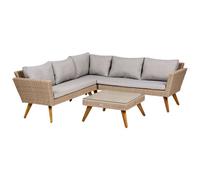 Beliani Garden Corner Sofa With Table 6 Seater Vittoria Pe Rattan Grey