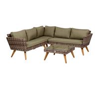 Beliani Garden Corner Sofa With Table 6 Seater Vittoria Pe Rattan Olive Green