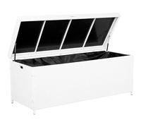 Beliani Garden Deck PE Rattan Storage Box White 158 x 63 cm Modena