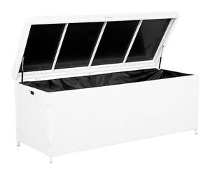 Beliani Garden Deck PE Rattan Storage Box White 158 x 63 cm Modena