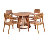 Garden Dining Set 4 Seater AGELLO Acacia Wood Brown