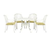 Beliani Garden Dining Set 4 Seater Ancona With Cushions Metal White, White