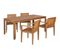 Beliani Garden Dining Set 4 Seater Baratti Brown Acacia Wood