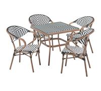Beliani Garden Dining Set 4 Seater Caspri Pe Rattan Black/ White