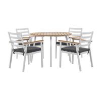 Beliani Garden Dining Set 4 Seater Cavoli Grey Metal With Cushions